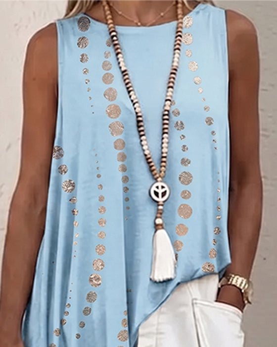 Blouse Décontractée À Pois Coupe Irrégulière