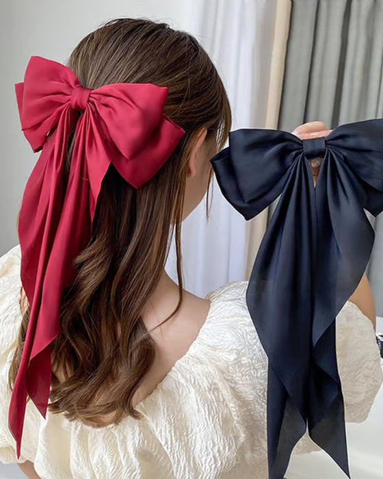 🔥 Grand Nœud Pince À Cheveux Pour Femme – Accessoire De Queue De Cheval Pour Mariage & Quotidien Avec Longue Queue