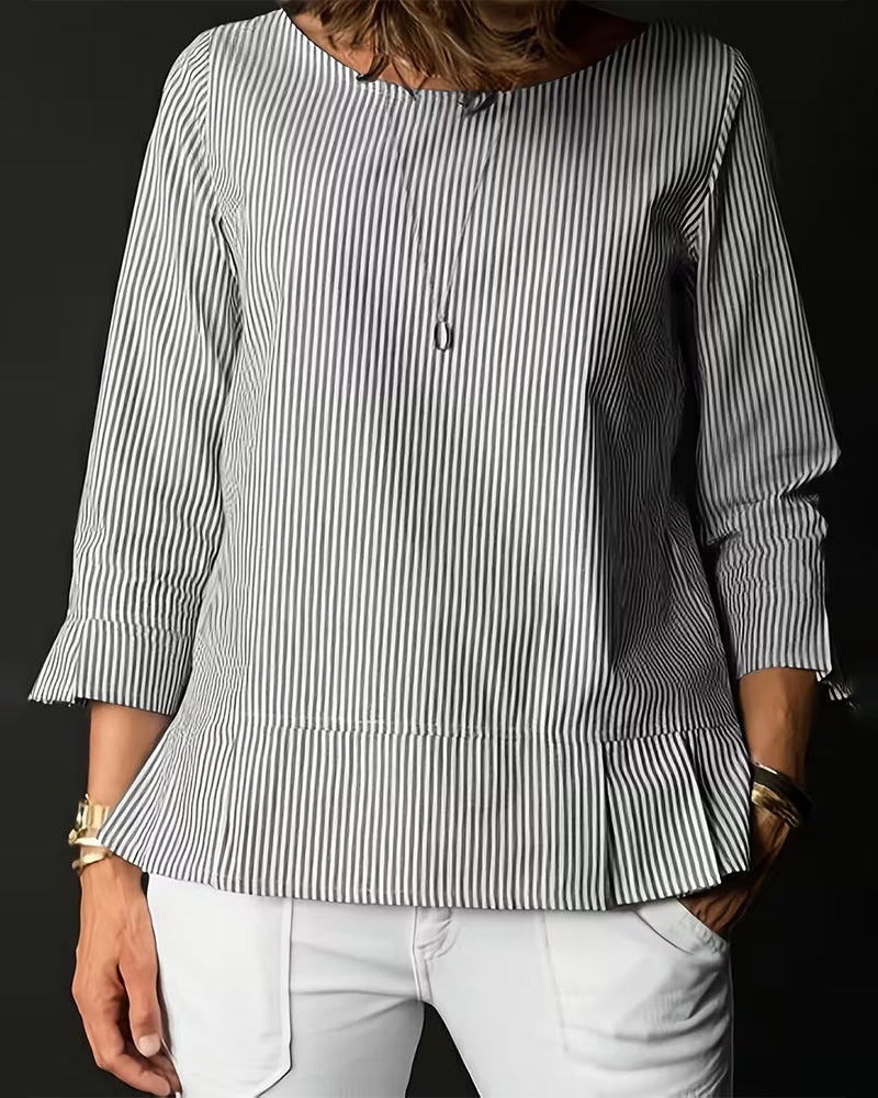 Haut À Rayures Col Rond