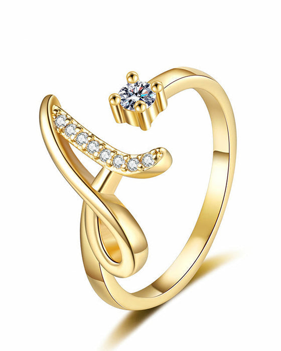 Bague Réglable Scintillante Avec Initiale Pour Femmes