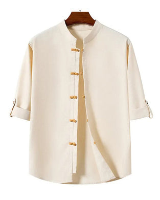 Chemise Style Chinois Col Carré Décontracté