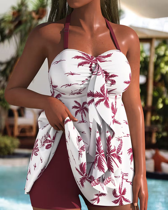 Tankini Palmier Imprimé Jupe De Bain