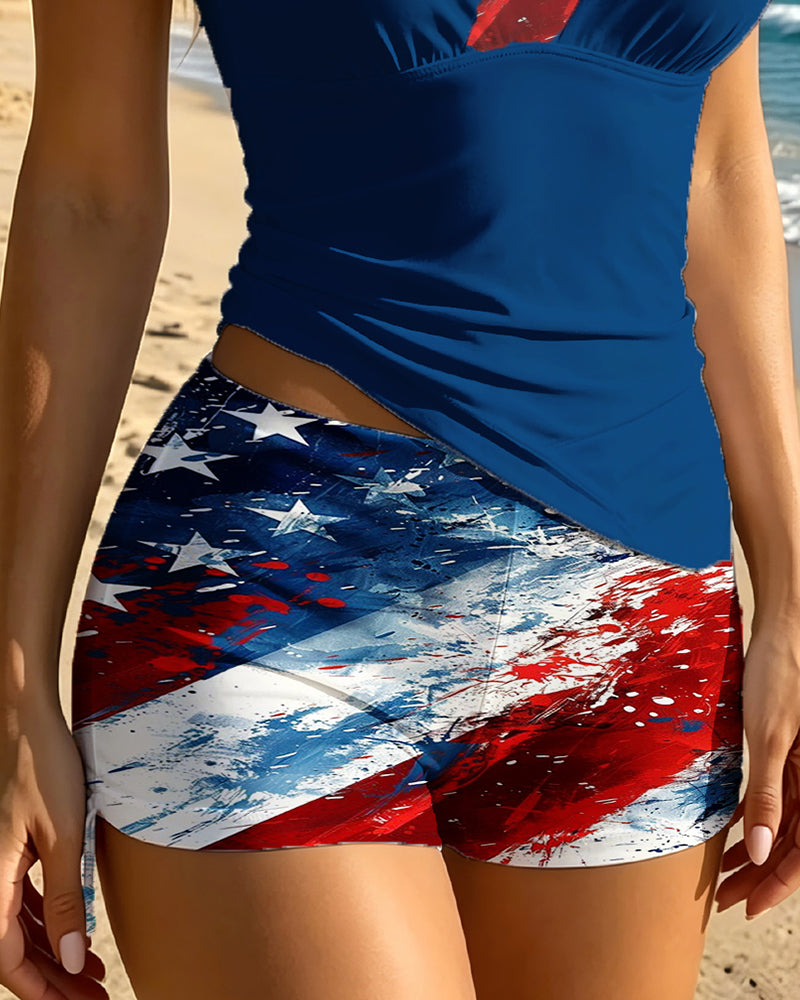 Tankini Drapeau Dégradé Imprimé Deux Pièces