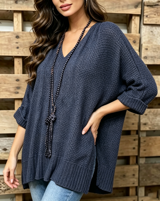 Pullover Ajouré Oversized Décontracté