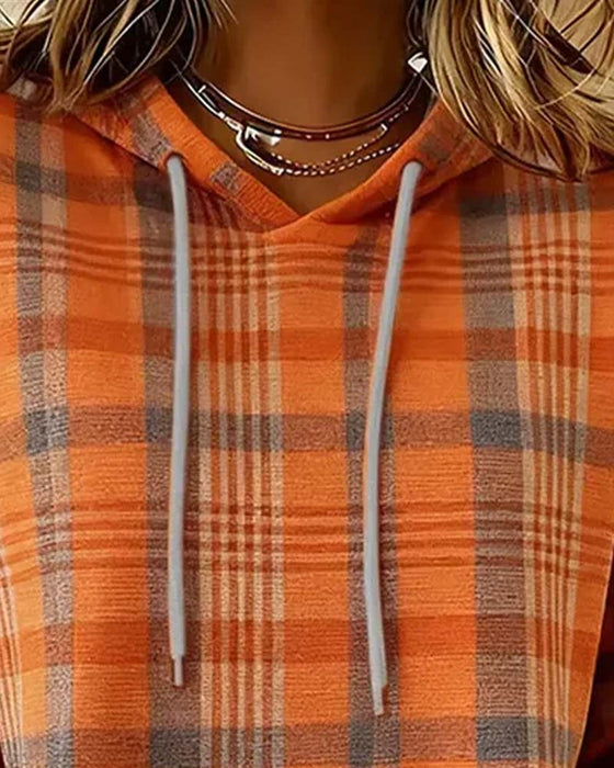Hoodie Carreau Poche Décontracté