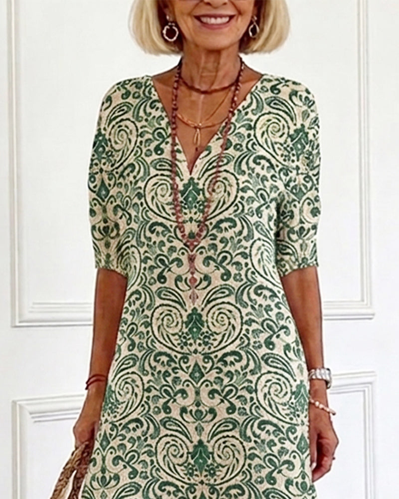 Robe Vintage Florale Encolure V Maxi