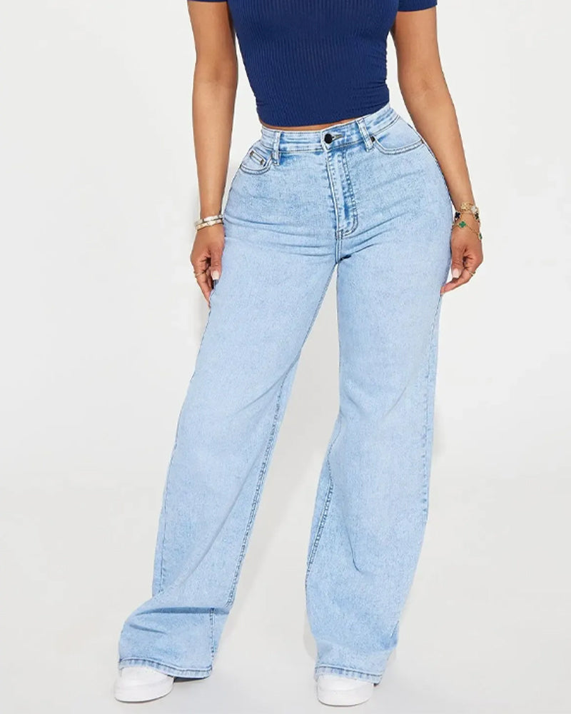 Jean Taille Haute Avec Effet Liftant Et Évasé Léger