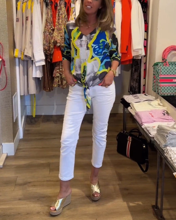 Blouse col V imprimé fleuri