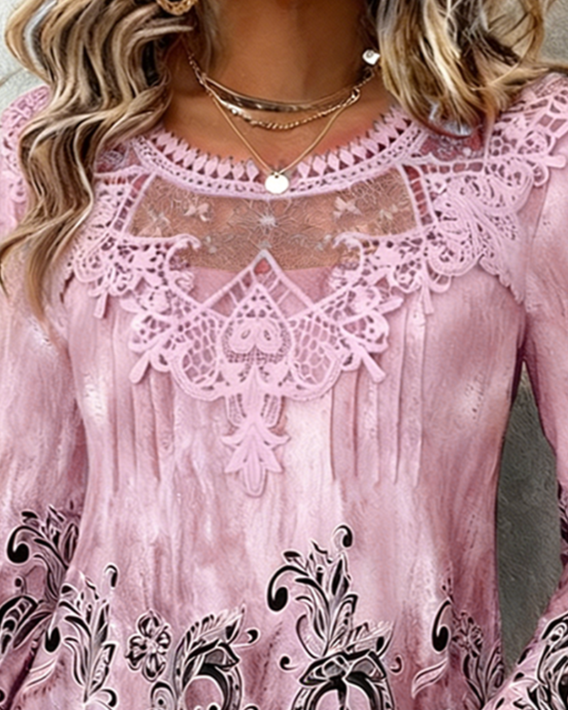 Chemisier Col Patchwork Et Imprimé Stratégiquement Placé