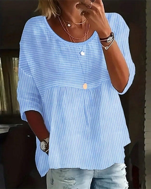 Haut décontracté à col rond et imprimé rayé