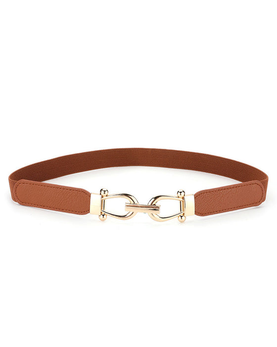 Ceinture Taille Stretch Pour Femme Ceinture Élastique Rétro Fine Avec Boucle Dorée