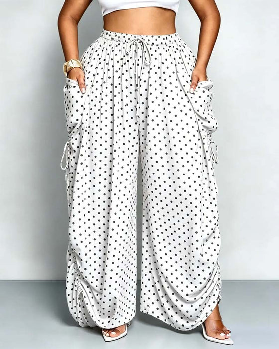 Pantalon Petit Pois Large Jambe Lounge