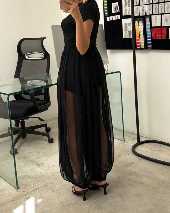 Pantalon Élégant Plissé Sheer