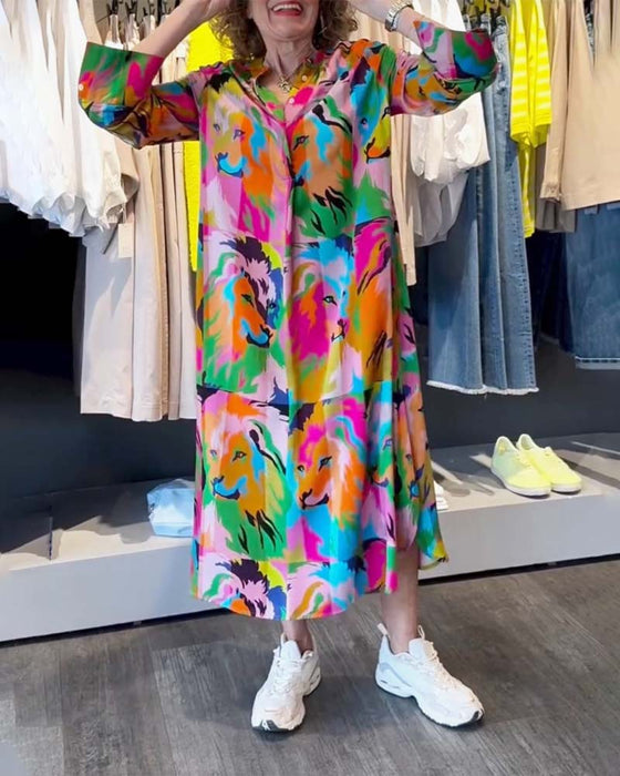 Robe à impression colorée et poches