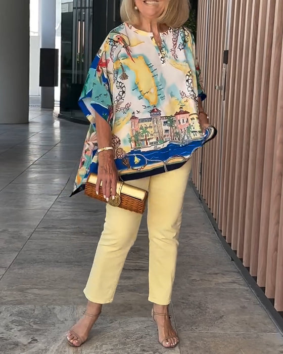 Blouse Manche Chauve-Souris Imprimé
