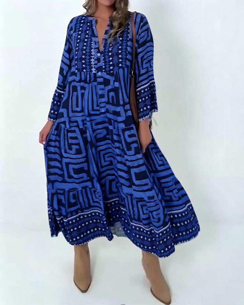 Robe Ethnique Imprimé Géométrique