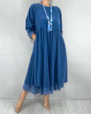 Robe Double Couche Ample Mesh Patchwork