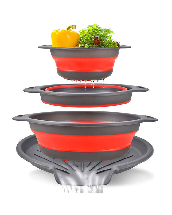 Ensemble Passoire Égouttoir De Cuisine Pliable Avec Plateau D'Égouttage