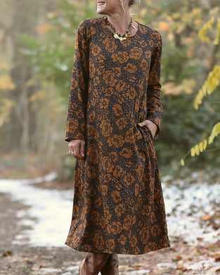 Robe Imprimé Floral Col Rond Coupe Ample