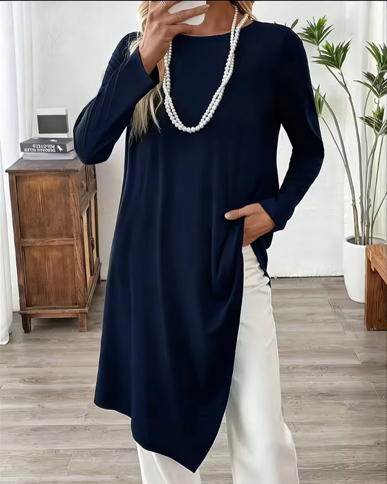Haut Asymétrique Mi-Long Uni