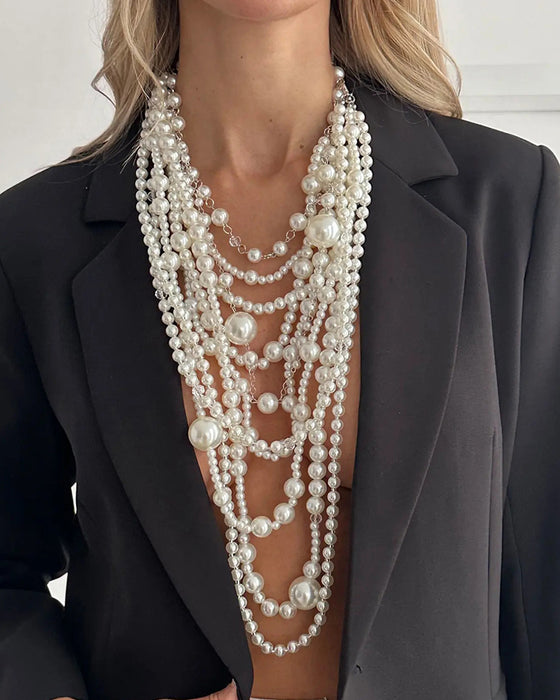 Collier Multi-Couches Long Perle