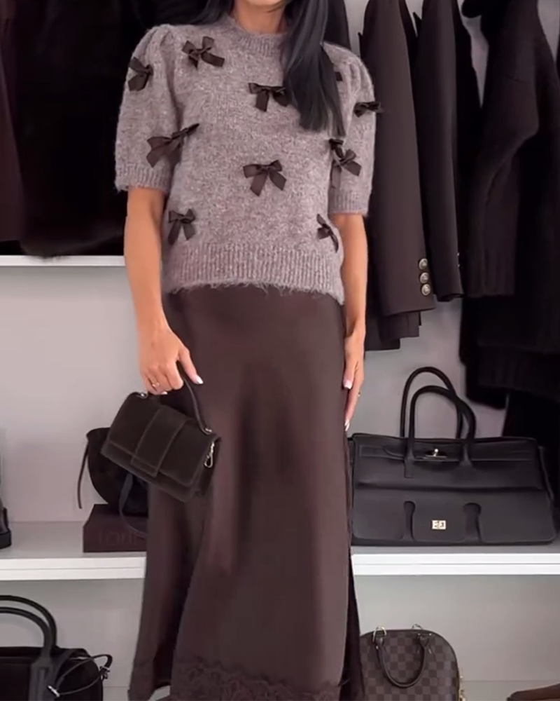 Pull À Col Rond Orné D’Un Nœud