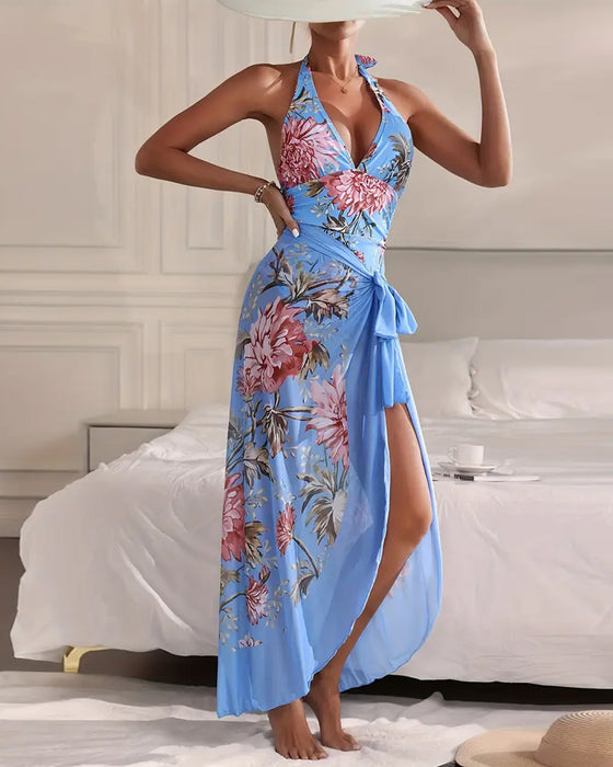 Maillot De Bain Dos Nu Imprimé Robe De Plage Une Pièce