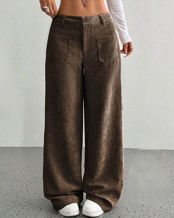 Pantalon Devant Dos Poche Unie Jambe Droite Long