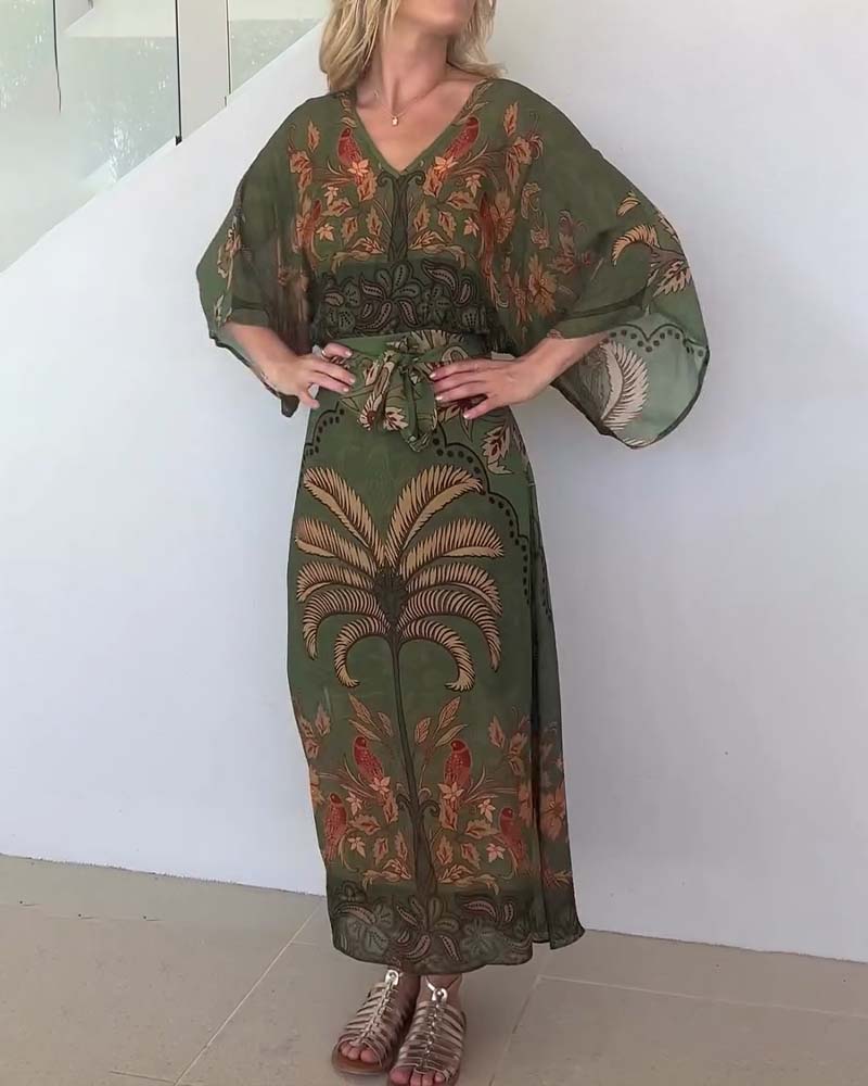 Robe Imprimée Col V Resort