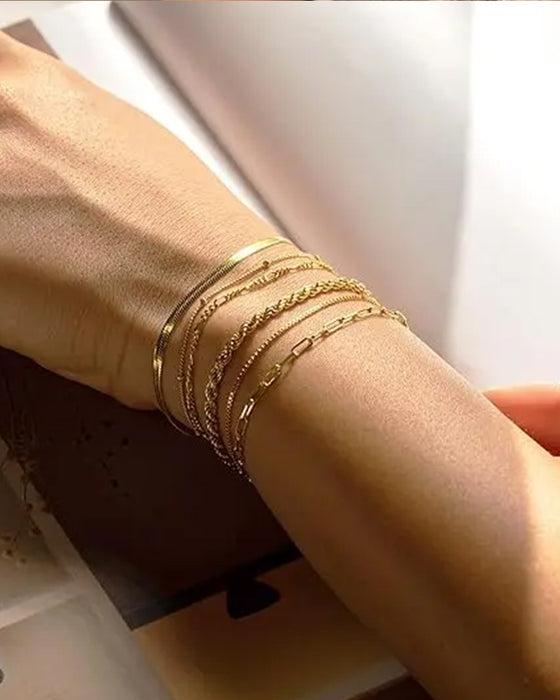 Ensemble De Bracelets Maillons Cubains Fins Et Superposables