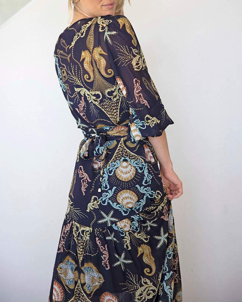 Robe Océan Élément Imprimé Maxi