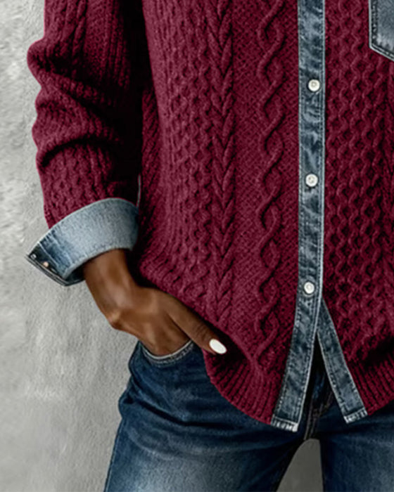 Chemise Manches Longues À Patchwork Jean