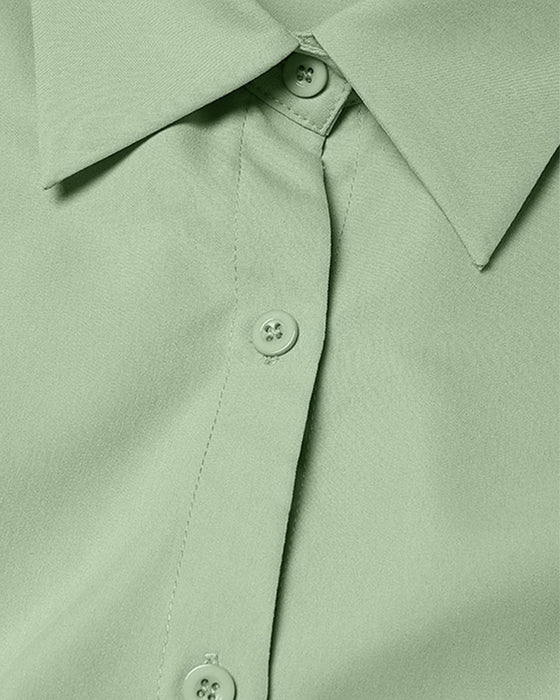 Robe A-Ligne Attache Taille Haute Bouton