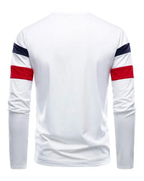 T-Shirt Col Rond Rayé Manches Longues Homme