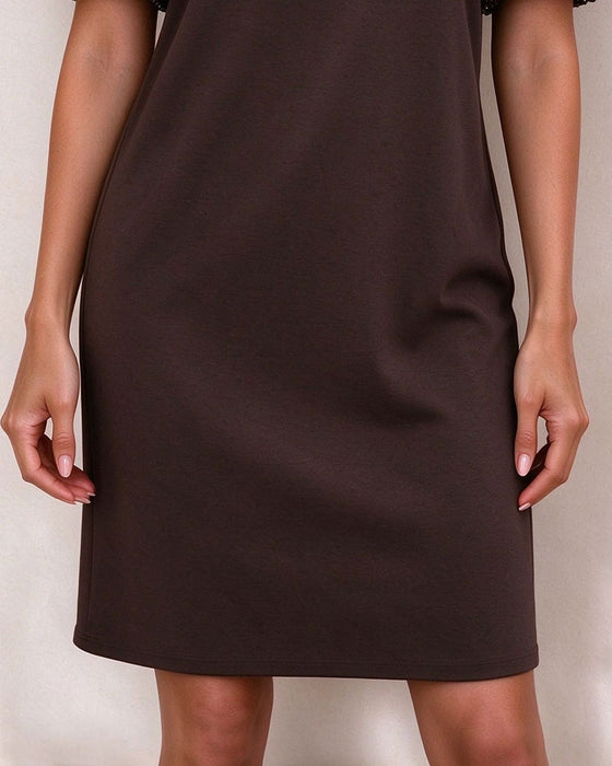 Robe Manches Bouffantes À Sequins Ligne A