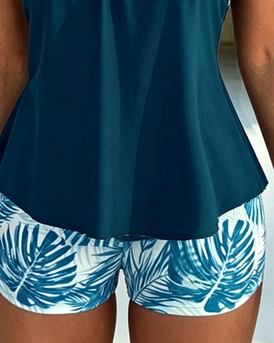 Tankini Décontractée Imprimé Deux Pièces