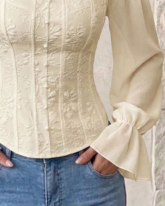 Blouse Off-Épaule Manche Longue Taille