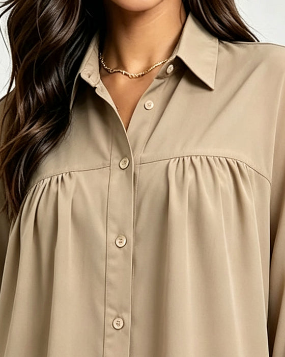 Blouse Nœud Détail Décontractée Unie