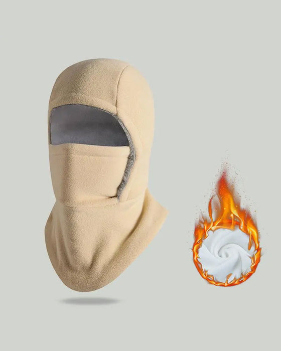 Hiver 2 En 1 Bonnet Et Masque Facial Coupe-Vent Doublure Polaire Épaisse Pour Sports De Plein Air Noir