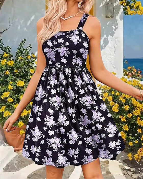 Robe Taille Haute Coupe Évasée (A-Line) Et Encolure Carrée