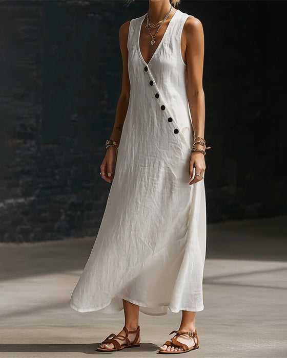 Robe Unie Bouton Gilet