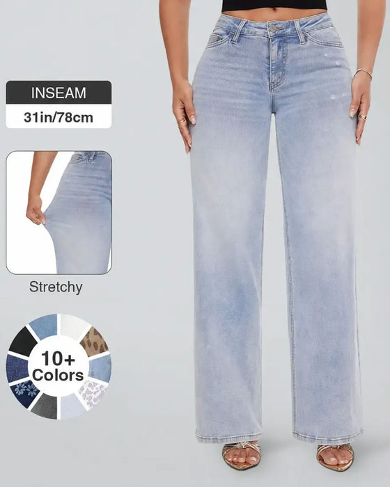 Jean Taille Haute Jambe Large