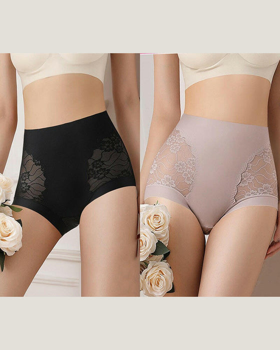Sous-Vêtements Femme Taille Haute Dentelle Sans Couture Extensible Soyeux