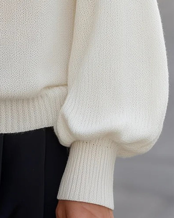 Pullover Hors Épaule Manche Lanterne