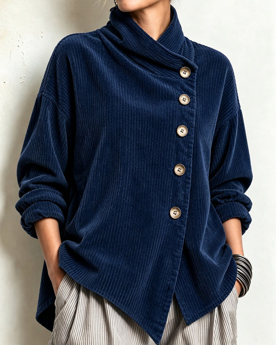 Manteau Col Roulé Bouton Lâche