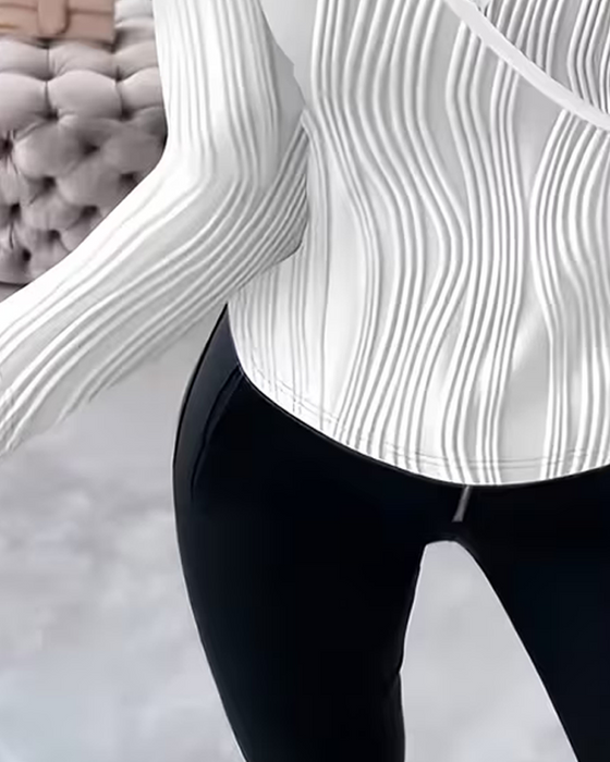 Blouse Croisé Col En V Anneau Métallique Slim