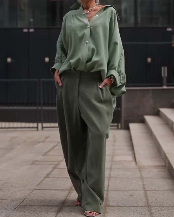 Chemise Décontractée Uni Manches Longues