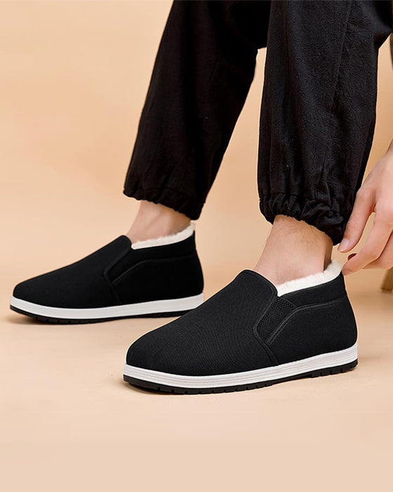 Chaussures Pour Homme En Coton Avec Doublure En Fausse Fourrure Super Chaude Et Semelle Antidérapante.