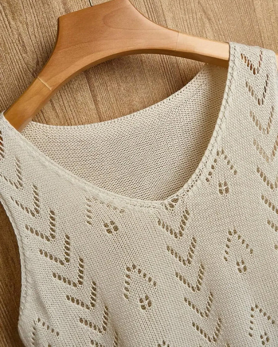 Pullover Col En V Découpe Sans Manches