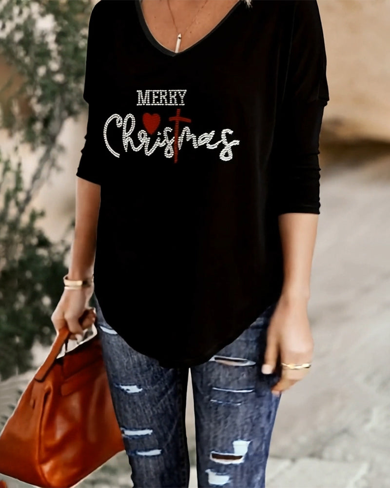 Haut Motif De Noël Imprimé Lettre